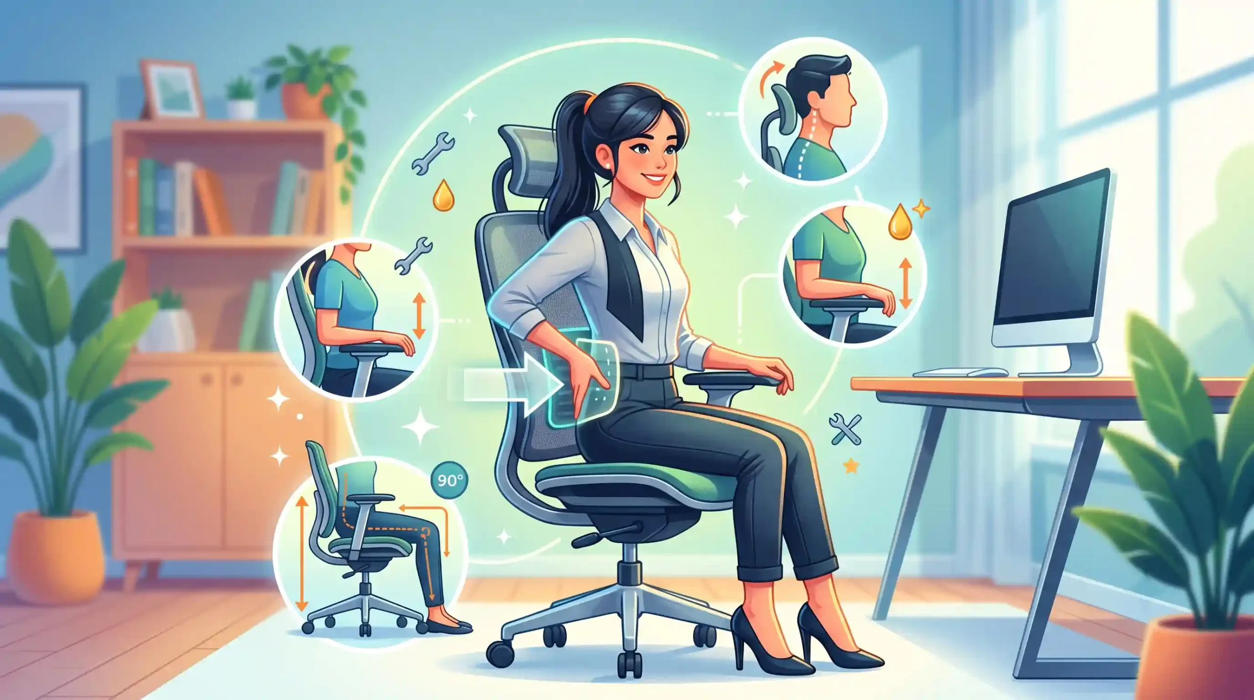 🛠️ راهنمای گام به گام تنظیم صندلی ارگونومیک و نگهداشت آن