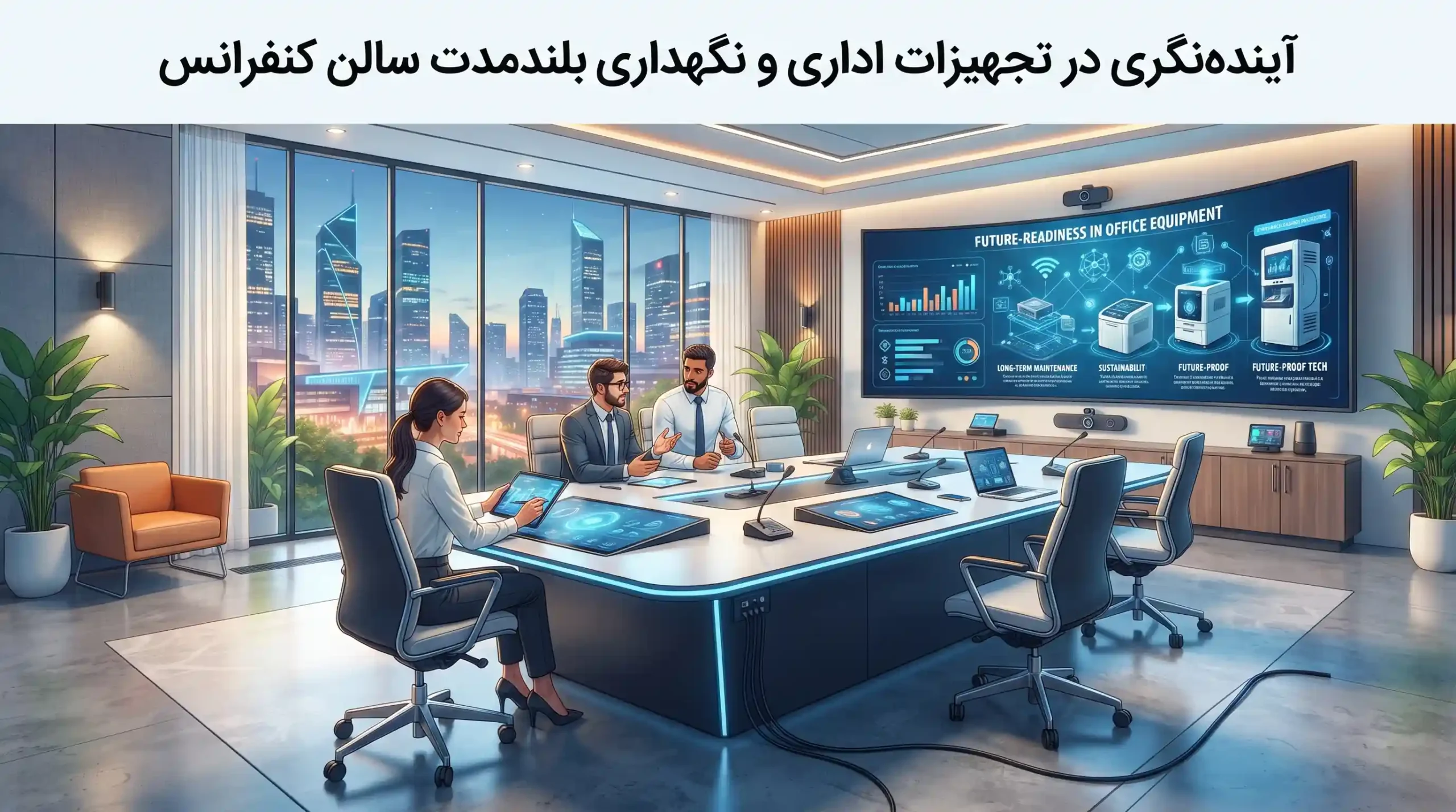 📈 آینده‌نگری در تجهیزات اداری و نگهداری بلندمدت سالن کنفرانس