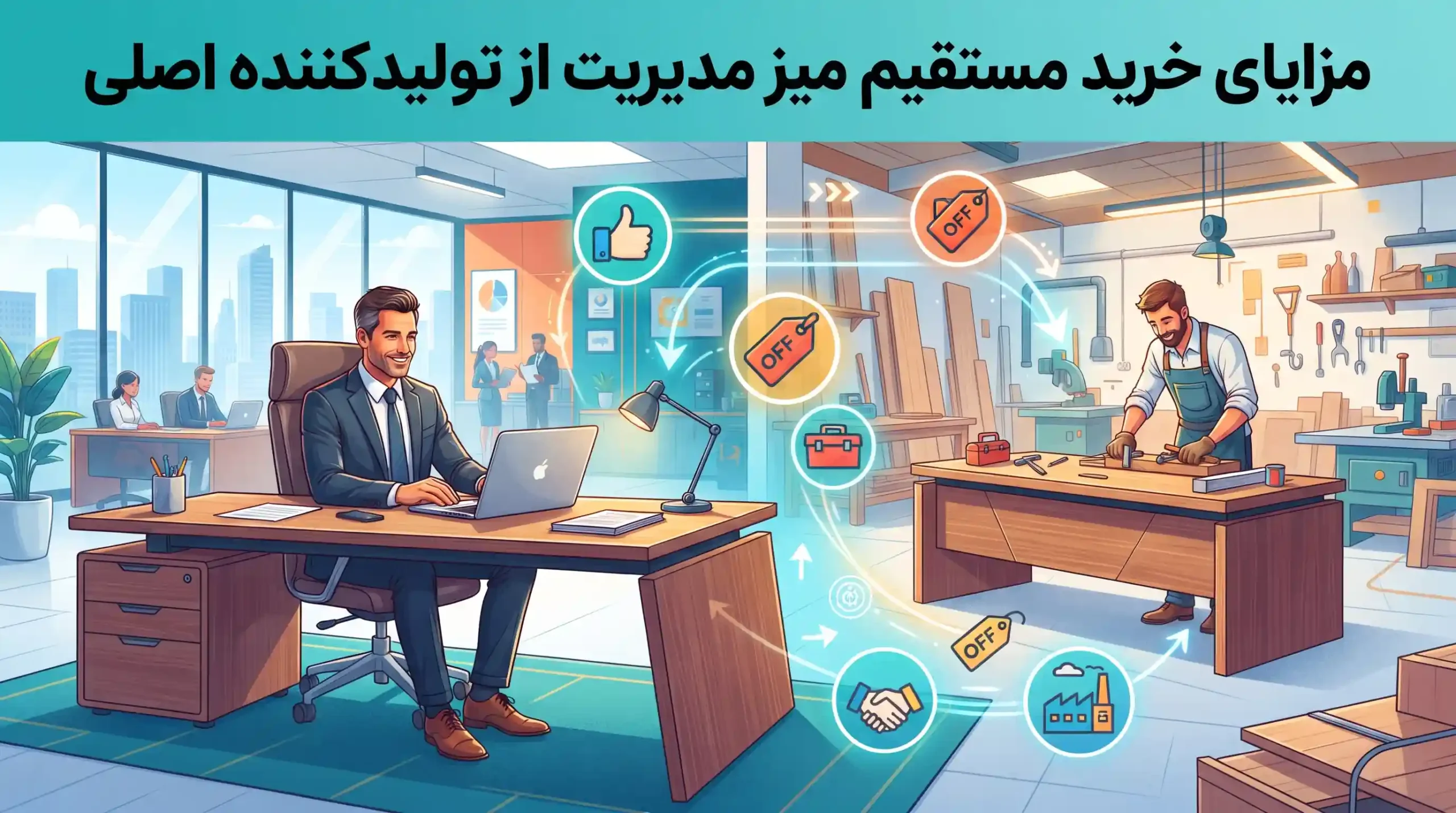 🔍 مزایای خرید مستقیم میز مدیریت از تولیدکننده اصلی