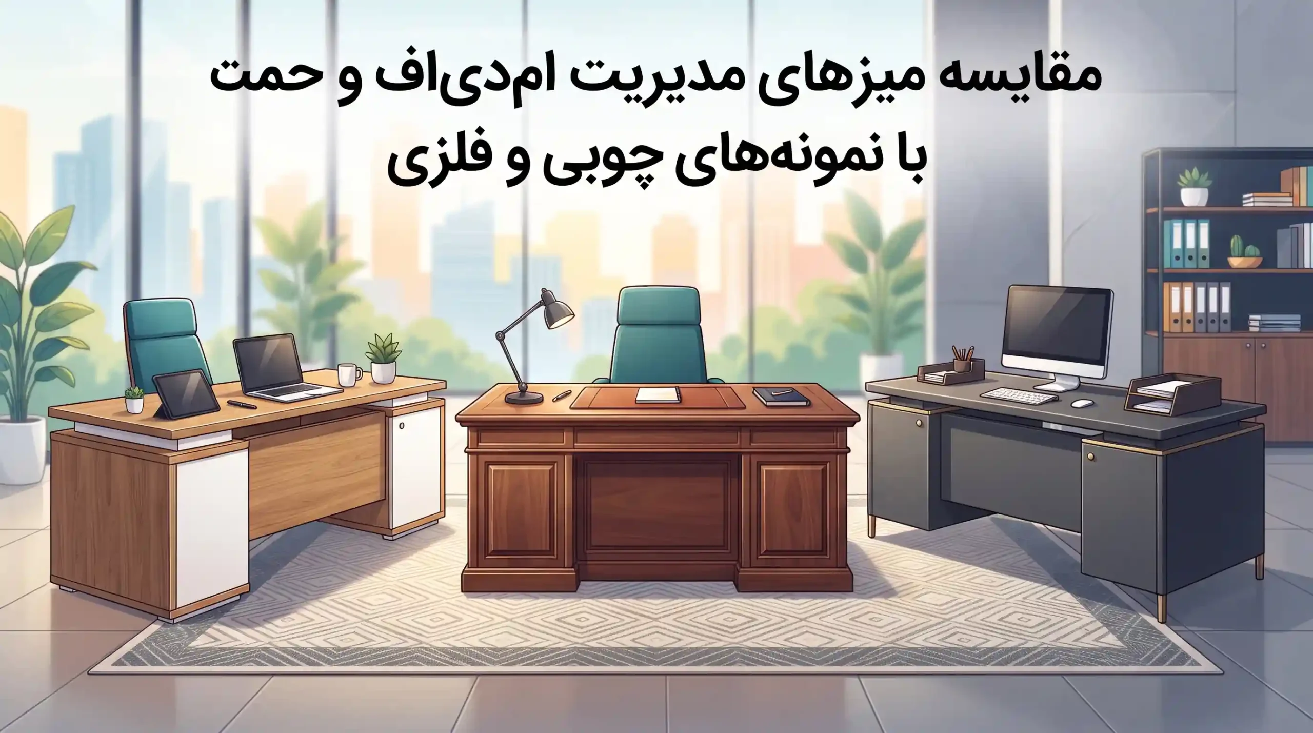 💡 مقایسه میزهای مدیریت ام‌دی‌اف با نمونه‌های چوبی و فلزی