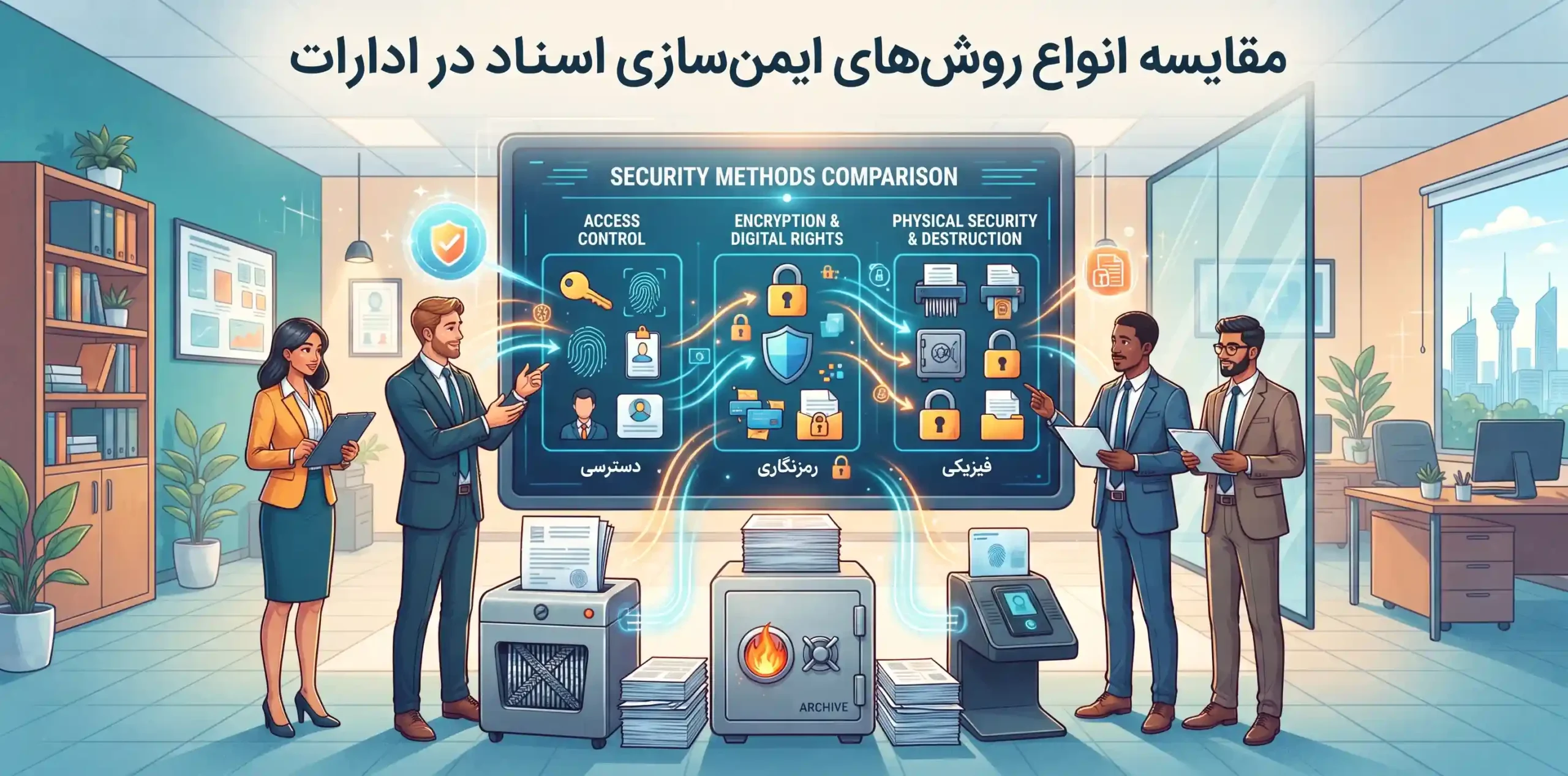 📊 مقایسه انواع روش‌های ایمن‌سازی اسناد در ادارات