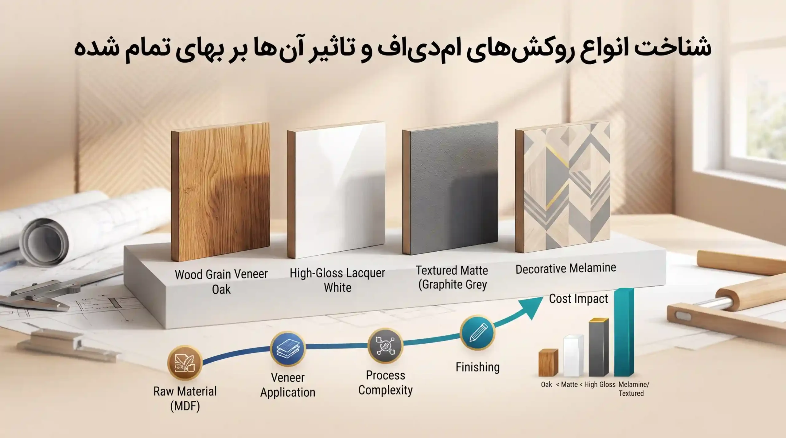 💎 شناخت انواع روکشهای امدیاف و تاثیر آنها بر بهای تمام شده