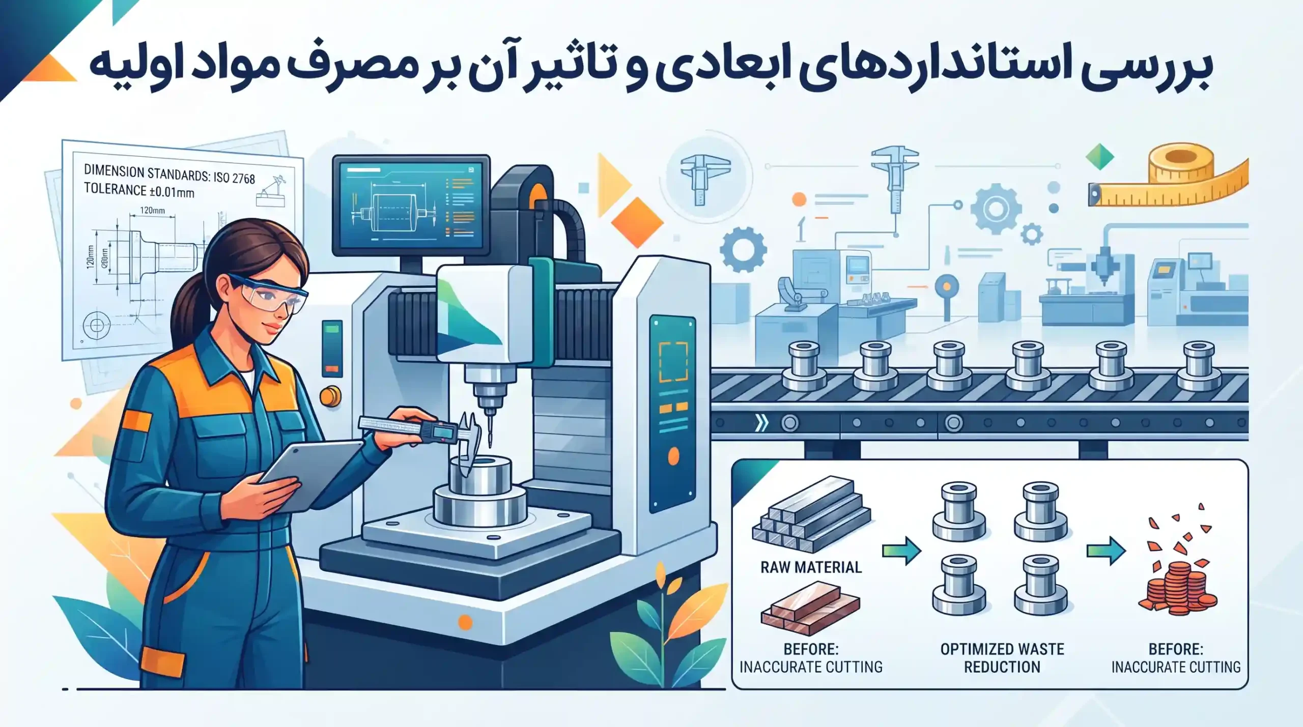 🛠️ بررسی استانداردهای ابعادی و تاثیر آن بر مصرف مواد اولیه