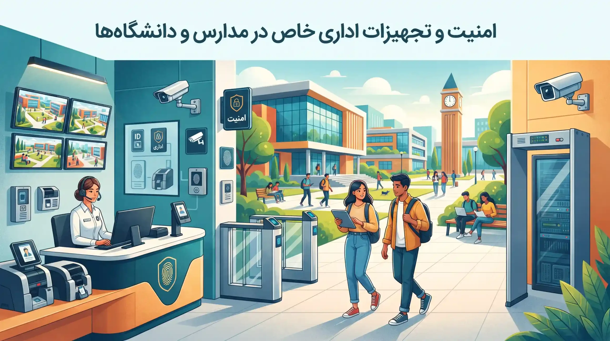 🔒 امنیت و تجهیزات اداری خاص در مدارس و دانشگاه‌ها