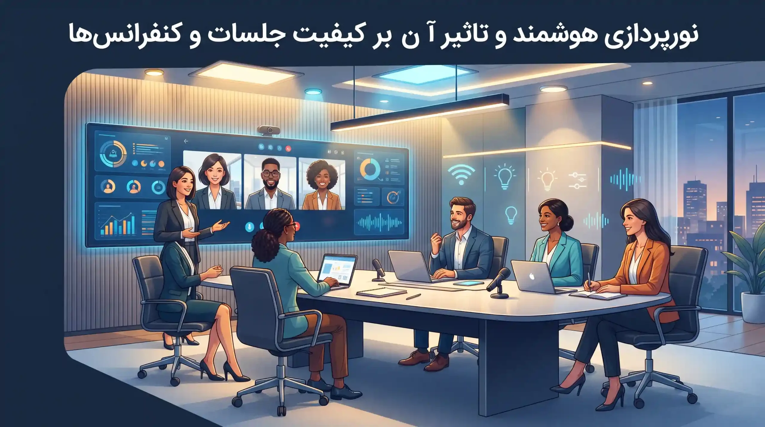 💡 نورپردازی هوشمند و تاثیر آن بر کیفیت جلسات و کنفرانس‌ها