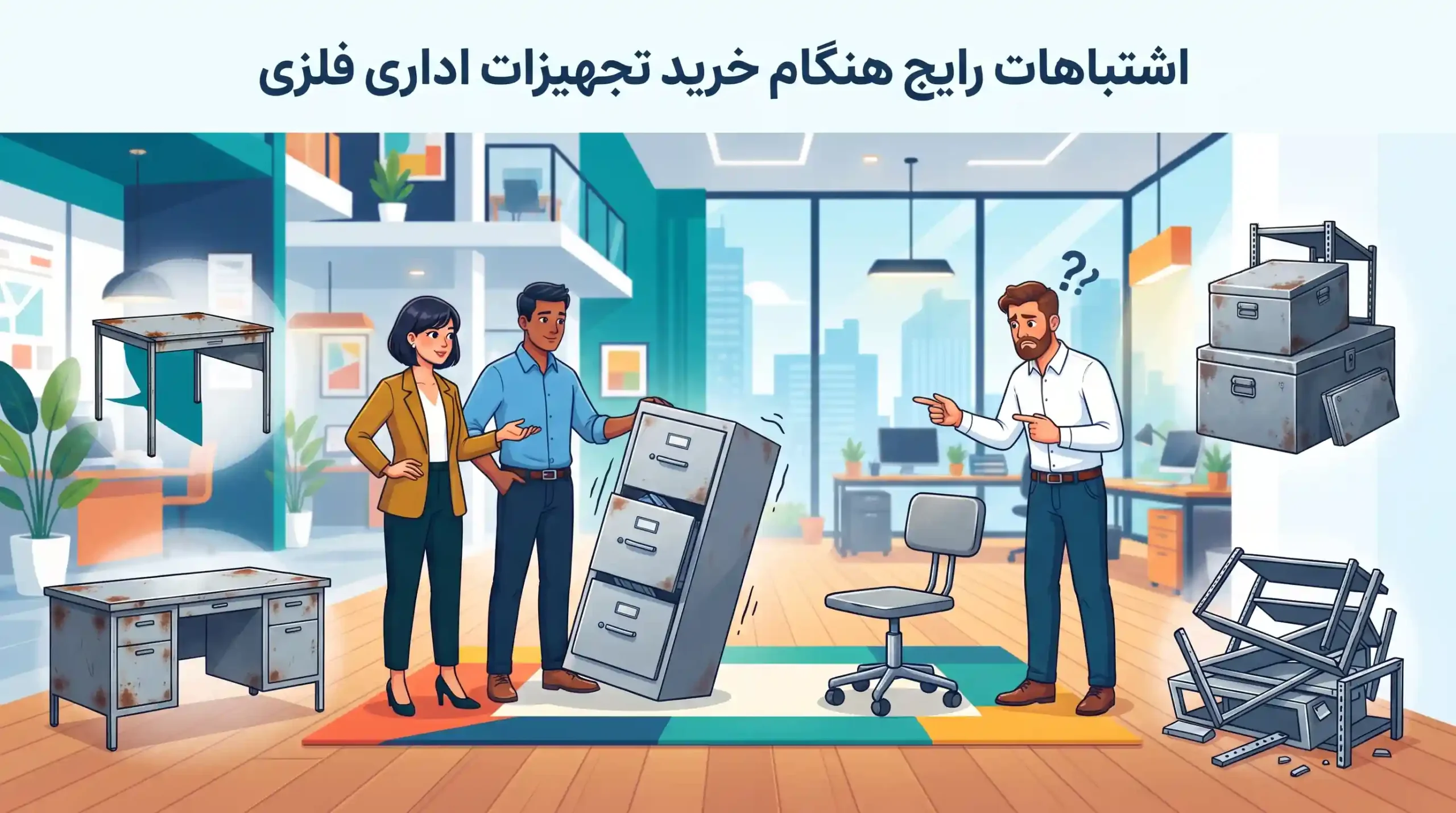 ⚠️ اشتباهات رایج هنگام خرید تجهیزات اداری فلزی