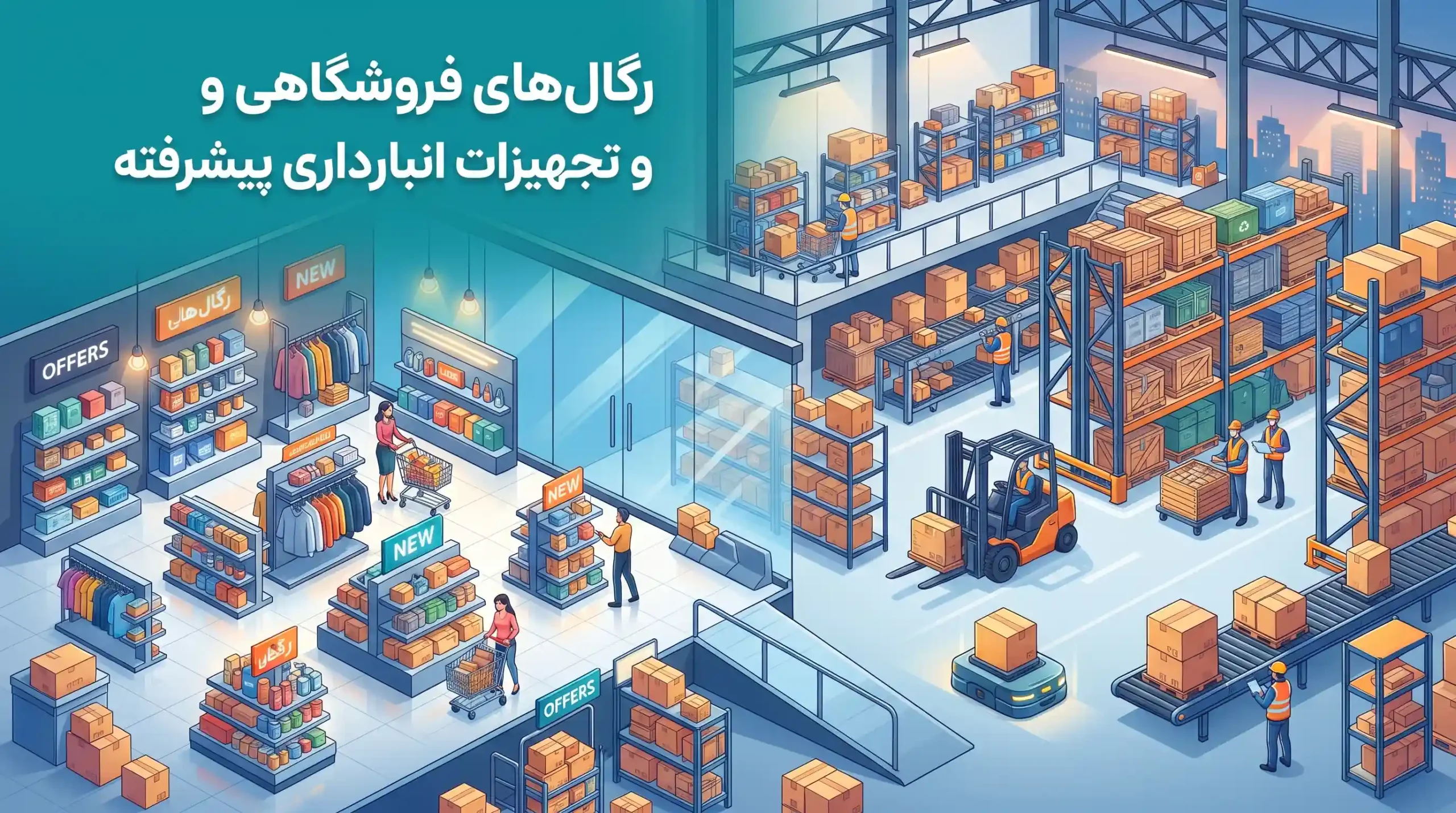 🧥 رگال‌های فروشگاهی و تجهیزات انبارداری پیشرفته