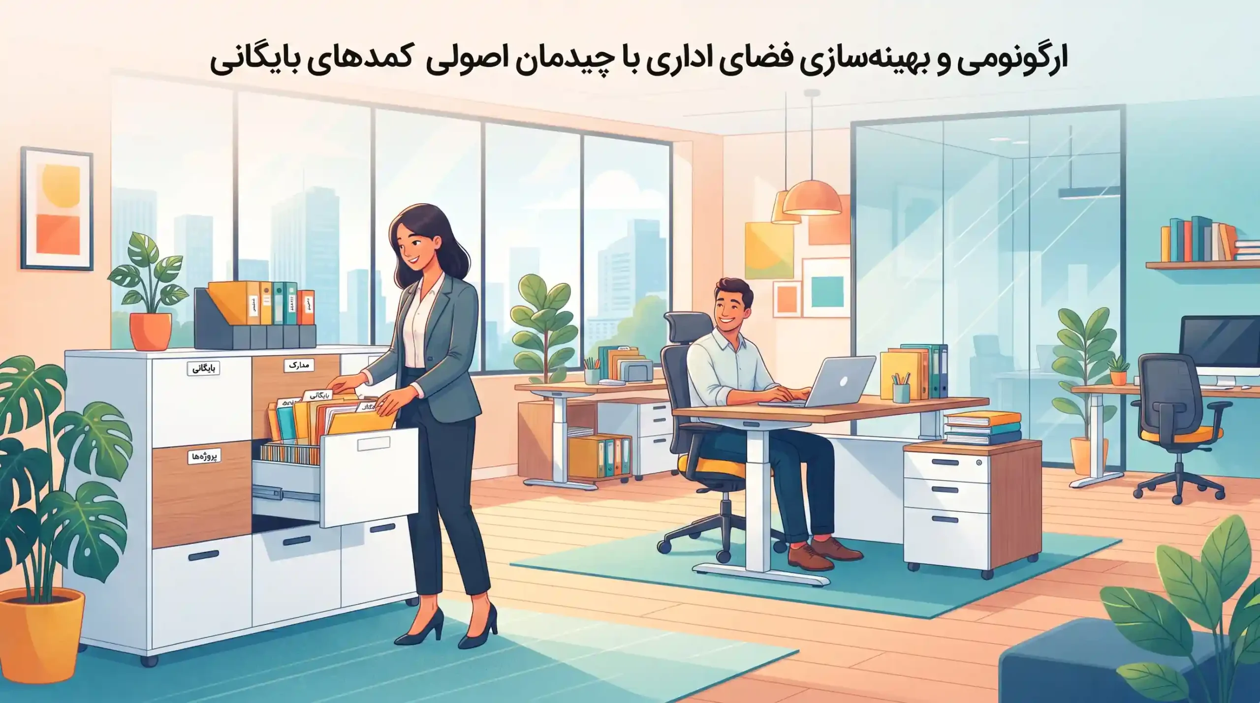 📐 ارگونومی و بهینه‌سازی فضای اداری با چیدمان اصولی کمدهای بایگانی