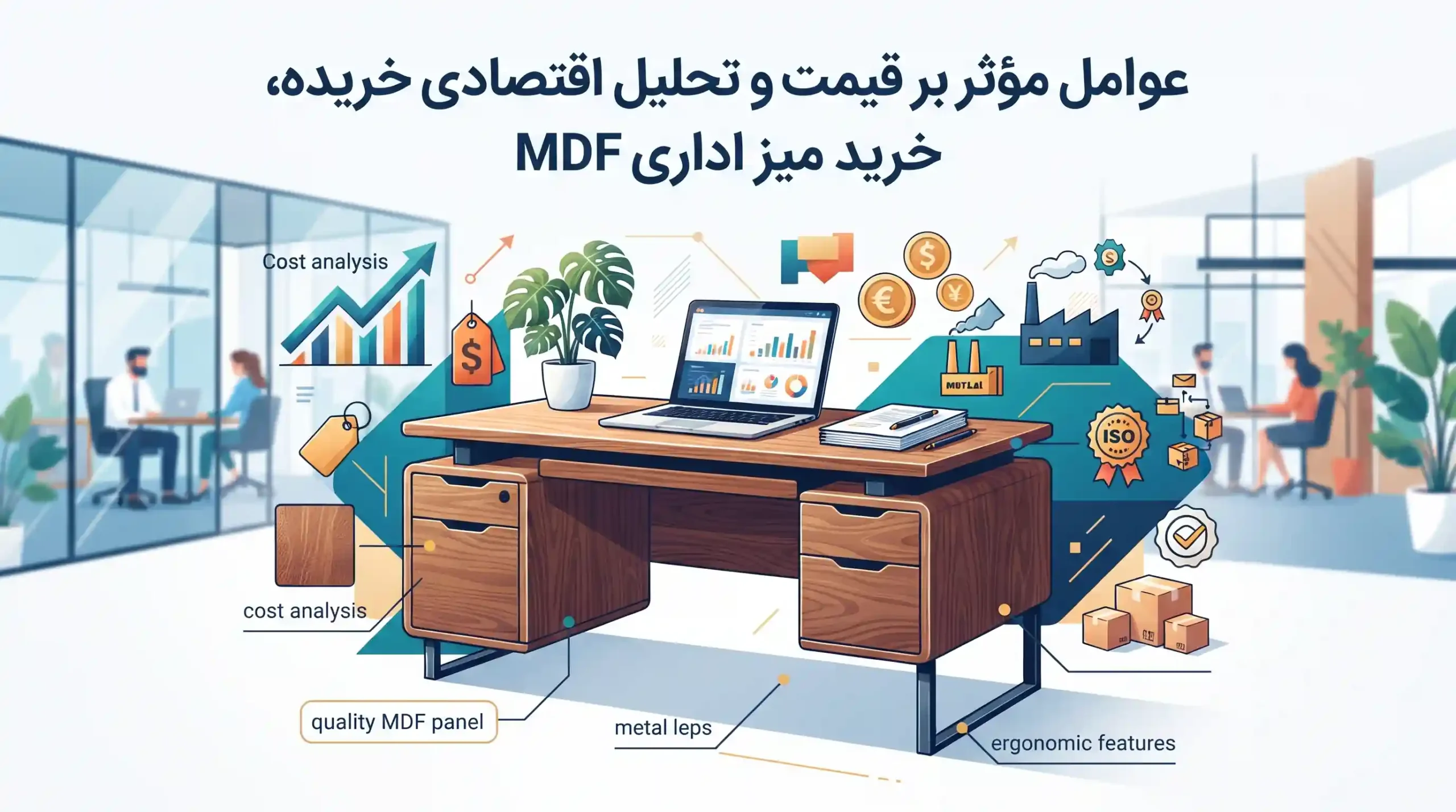 💰 عوامل مؤثر بر قیمت و تحلیل اقتصادی خرید میز اداری MDF