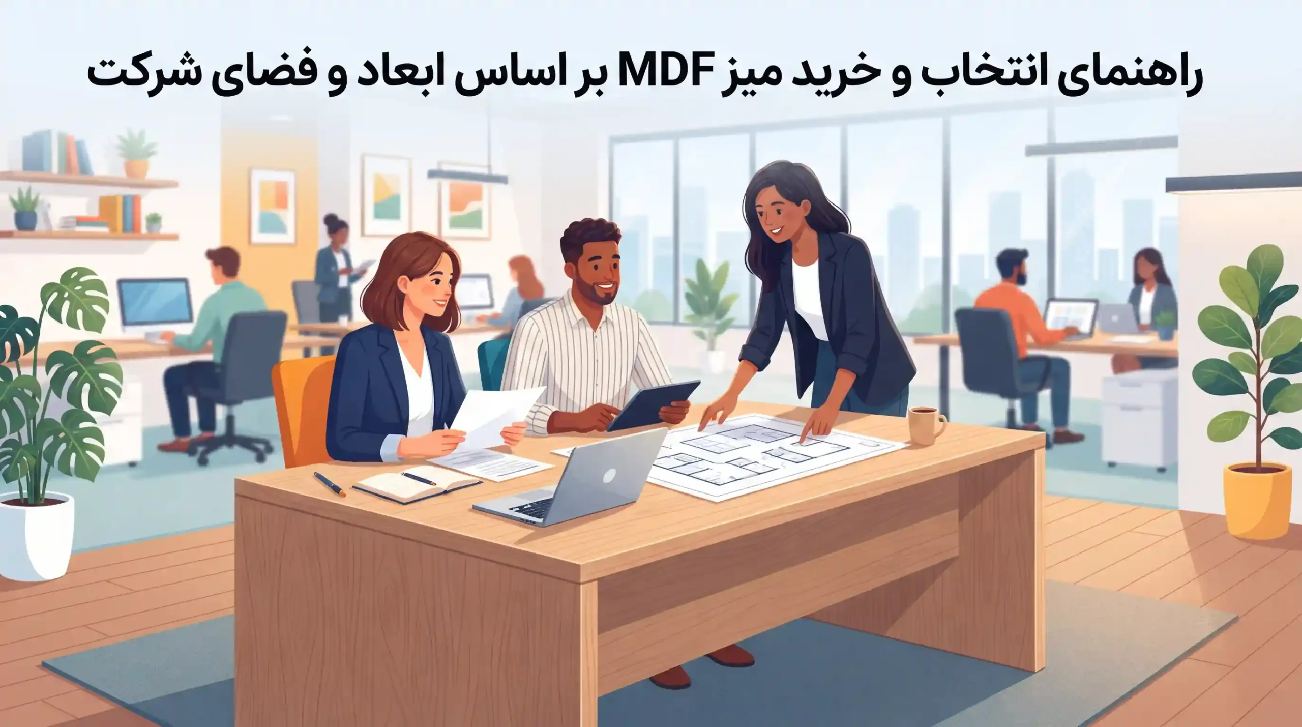 🏬 راهنمای انتخاب و خرید میز MDF بر اساس ابعاد و فضای شرکت