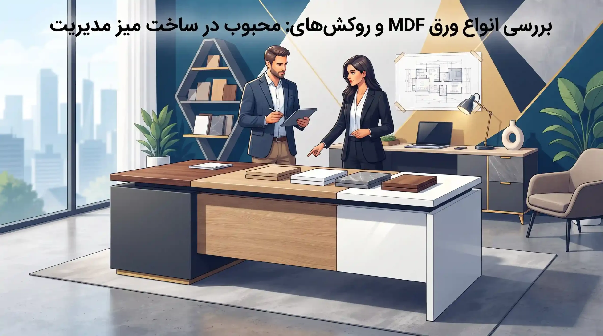 🪵 بررسی انواع ورق MDF و روکش‌های محبوب در ساخت میز مدیریت