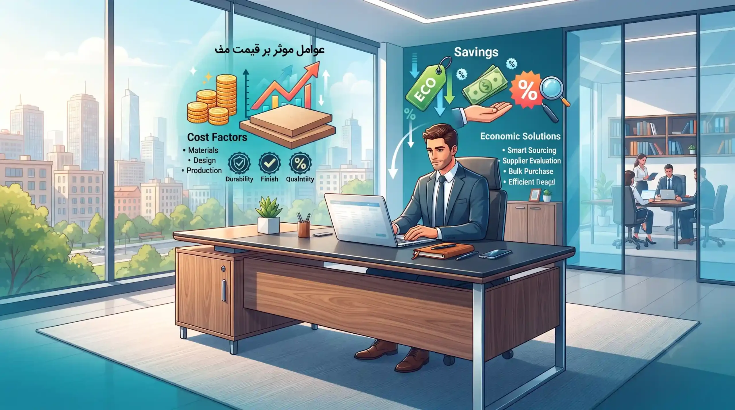 💰 عوامل موثر بر قیمت میز مدیریت ام دی اف و راهکارهای خرید اقتصادی