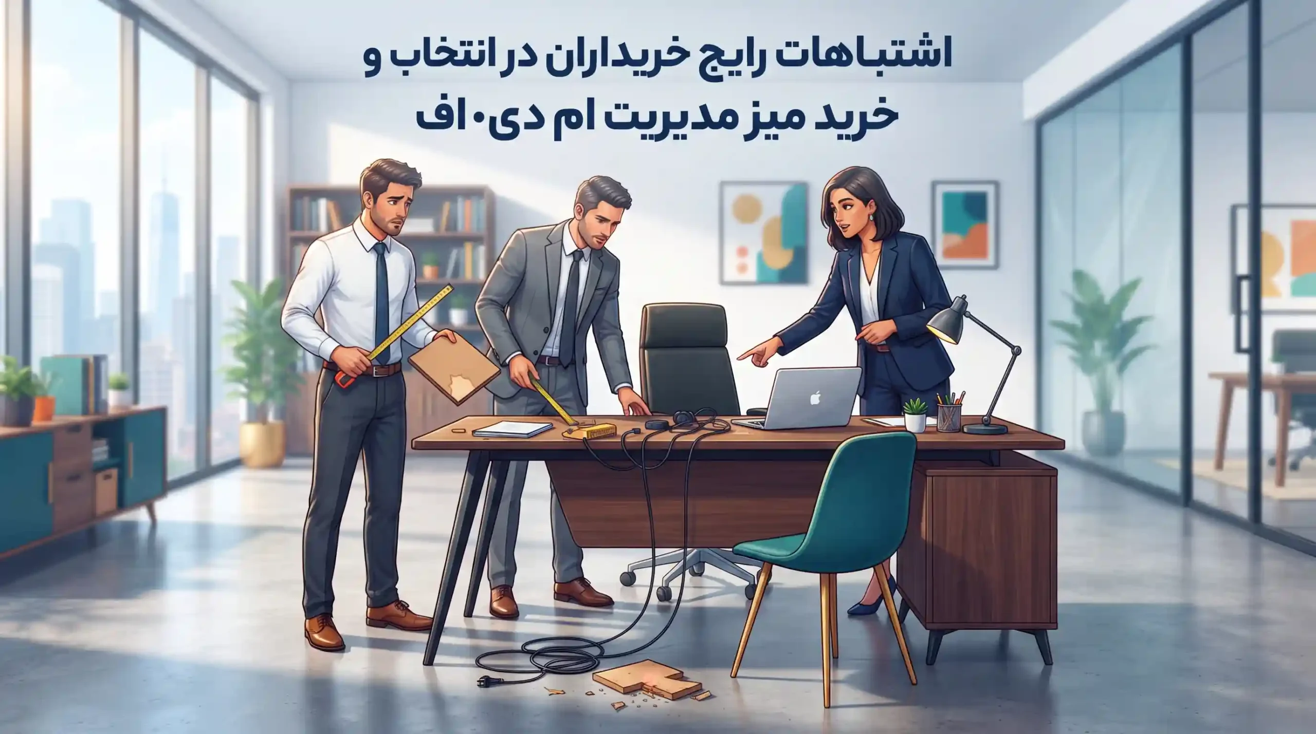 ❌ اشتباهات رایج خریداران در انتخاب و خرید میز مدیریت ام دی اف
