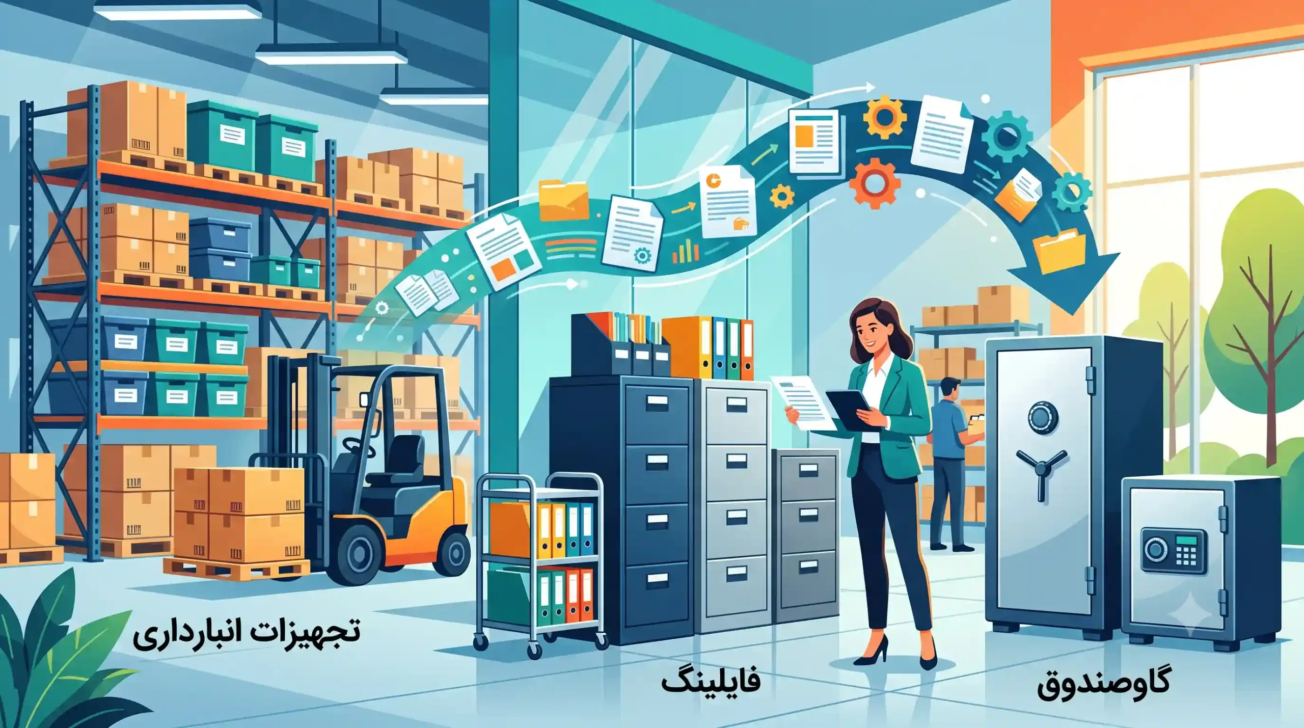 🛡️ تجهیزات انبارداری، فایلینگ و گاوصندوق؛ بهینه‌سازی فیزیکی اسناد و لوازم