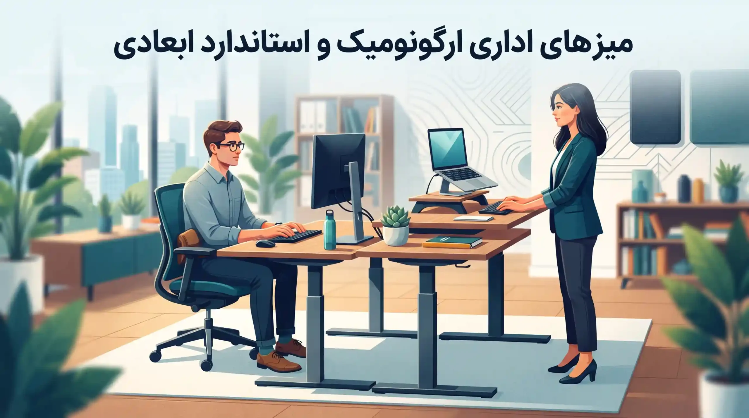 🖥️ میزهای اداری ارگونومیک و استاندارد ابعادی