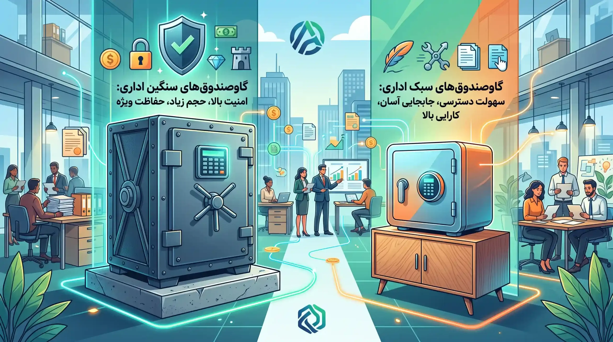 📊 مقایسه گاوصندوق‌های سنگین و سبک اداری برای سازمان‌ها