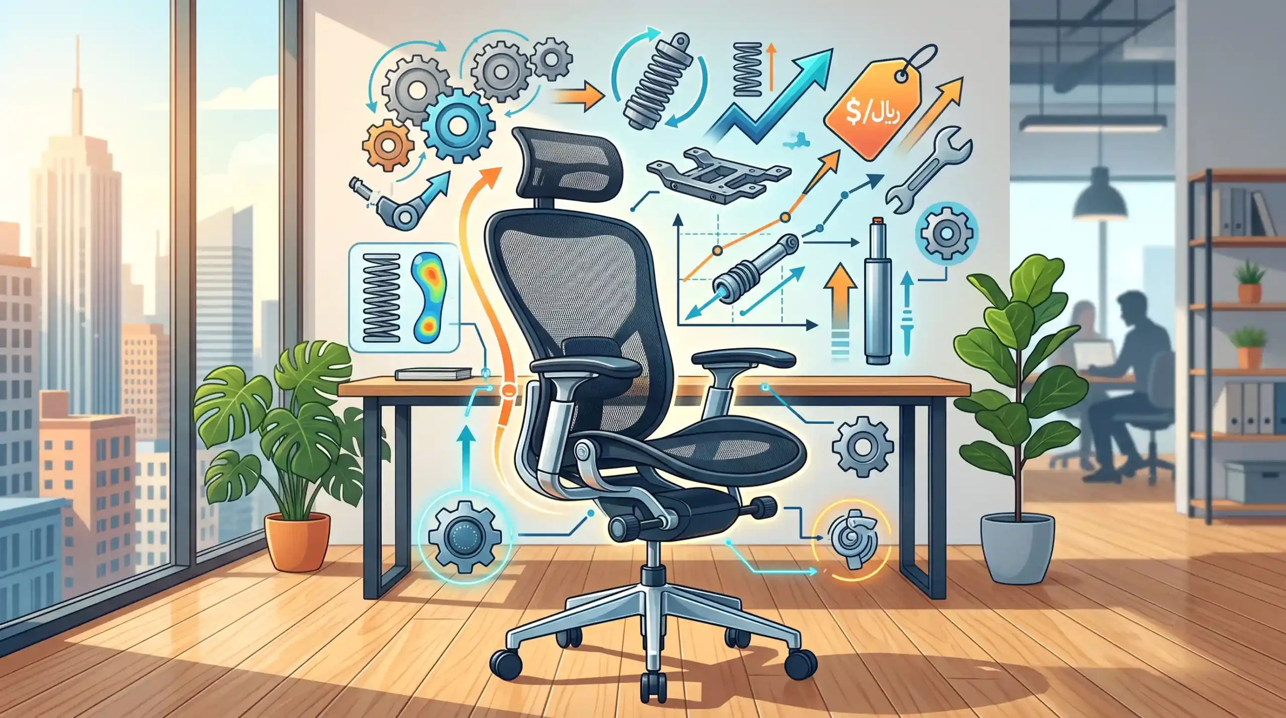 ⚙️ مکانیزمهای پیشرفته و تاثیر مستقیم آنها بر قیمت صندلی اداری ارگونومیک