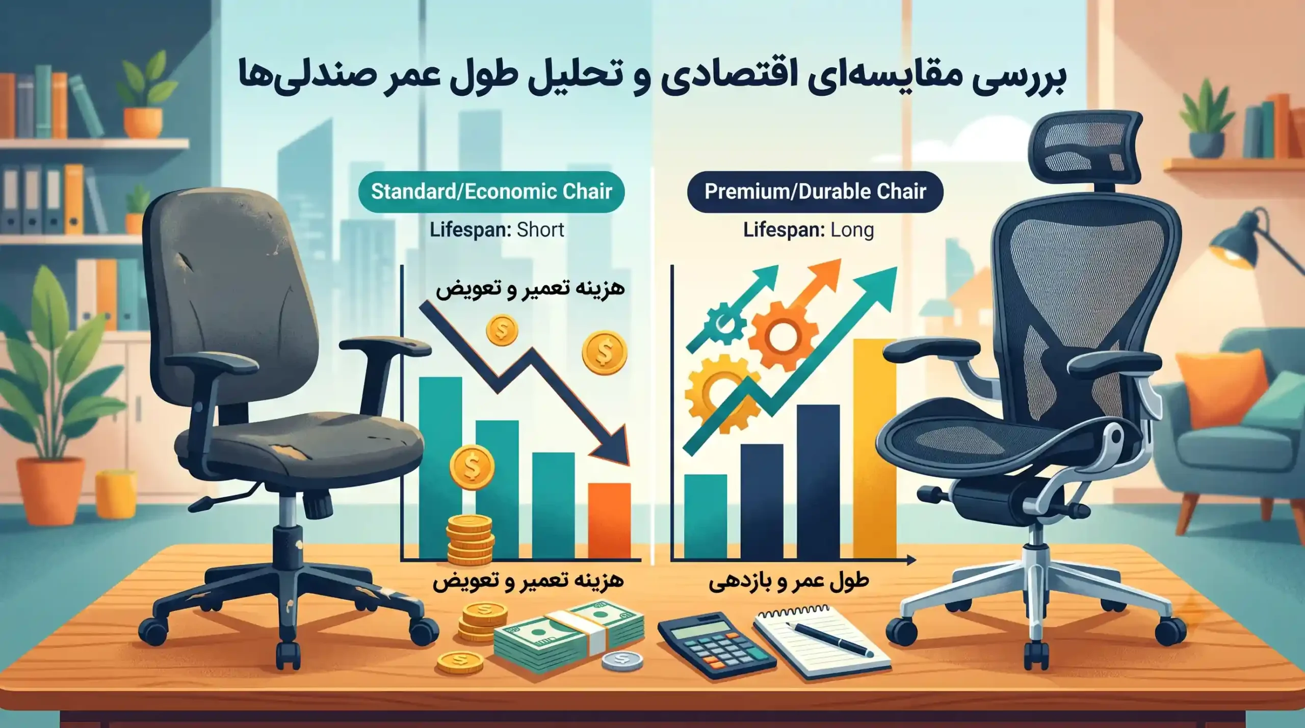📊 بررسی مقایسهای اقتصادی و تحلیل طول عمر صندلیها