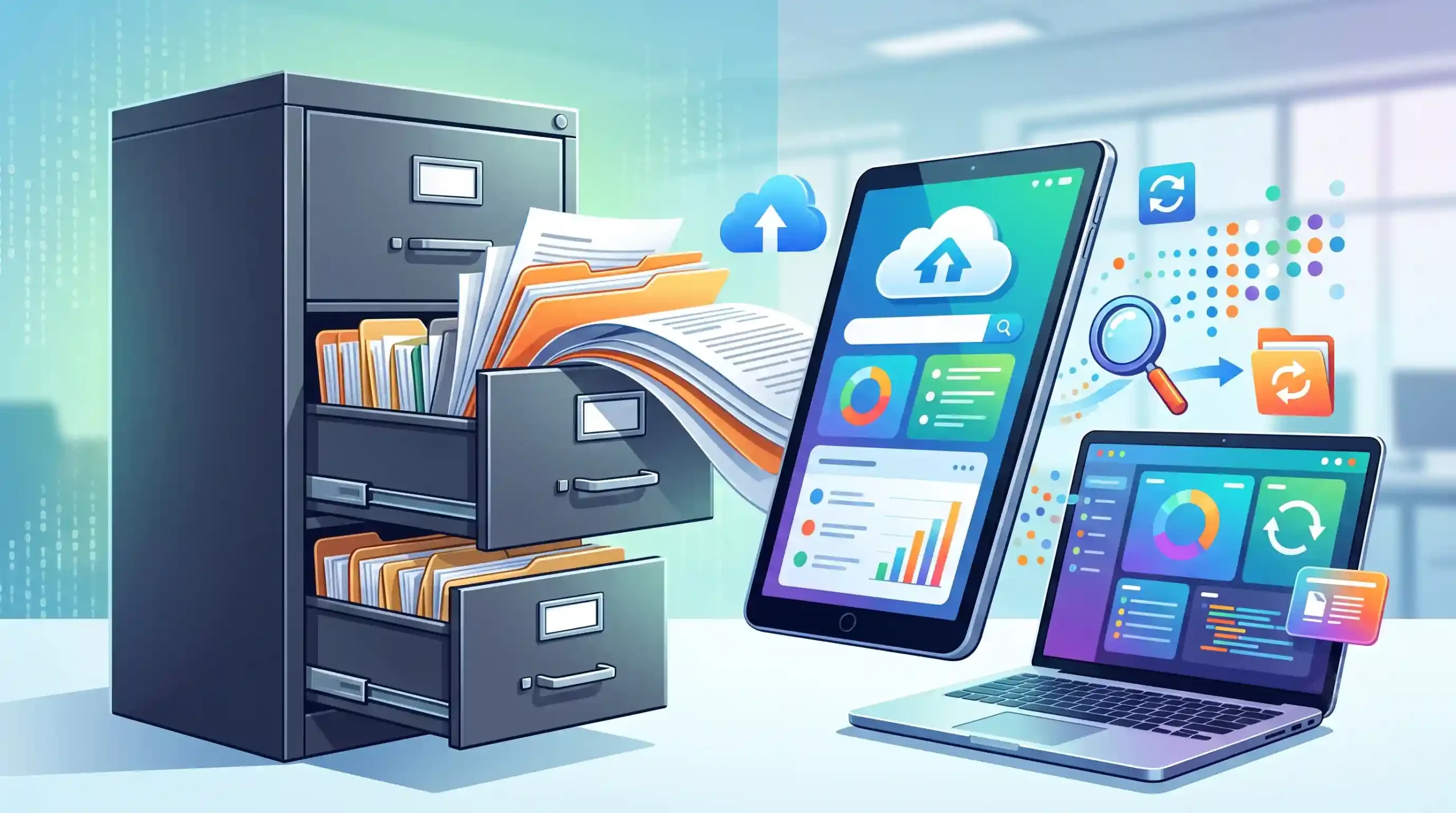 💻 تلفیق سیستم بایگانی سنتی فلزی با ابزارهای مدیریت دیجیتال اسناد