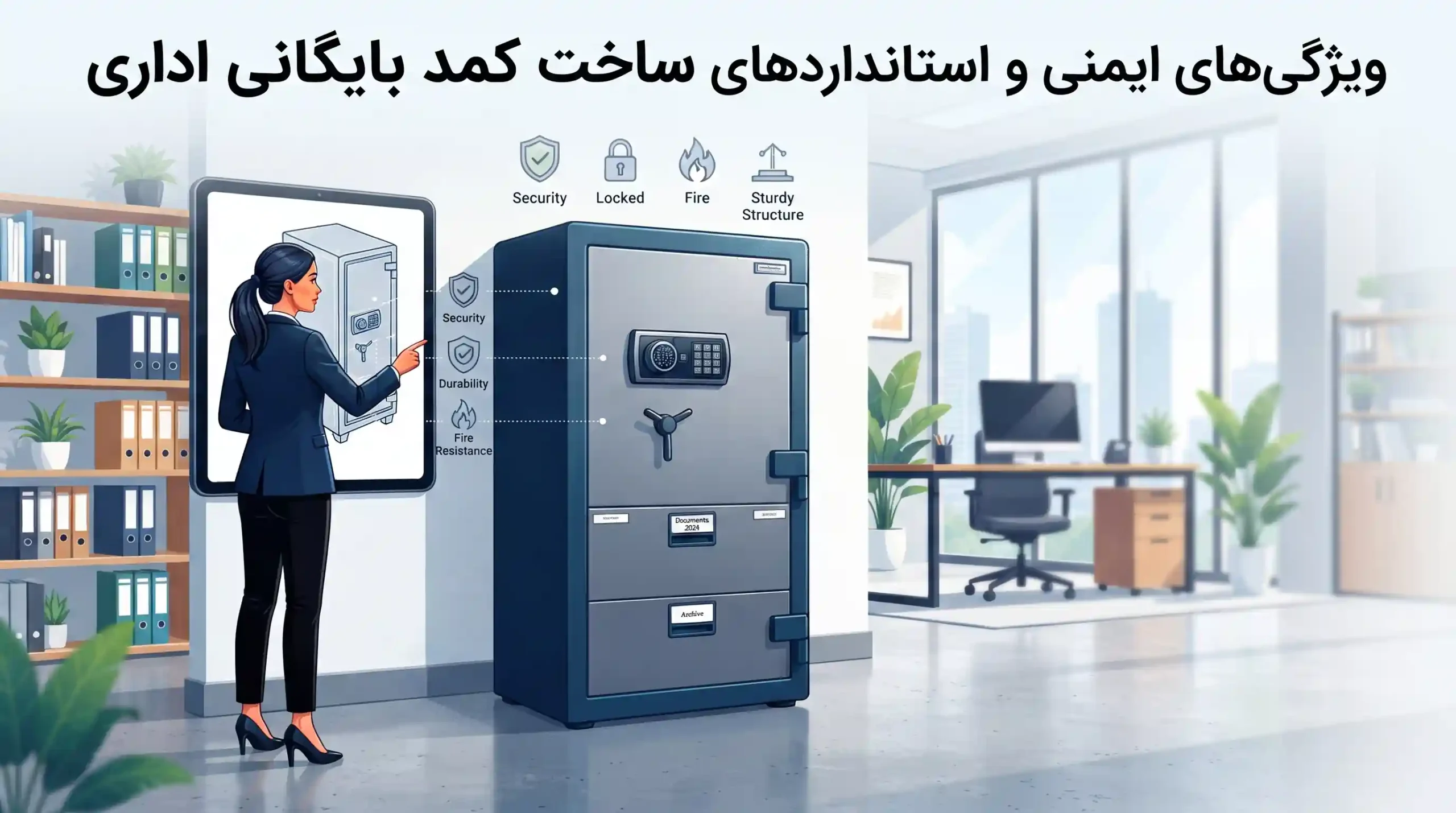 🔒 ویژگیهای ایمنی و استانداردهای ساخت کمد بایگانی اداری