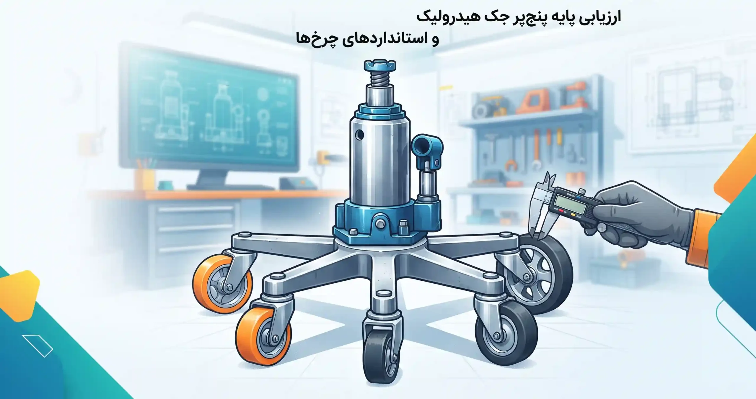 ⚖️ ارزیابی پایه پنج‌پر جک هیدرولیک و استانداردهای چرخ‌ها