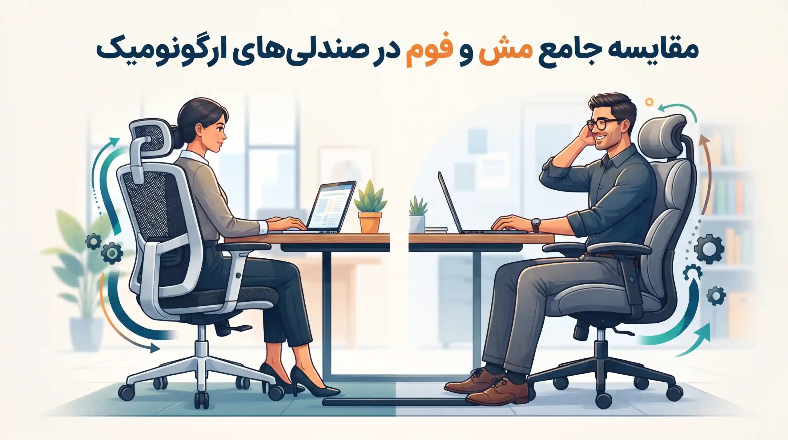 ⚔️ مقایسه جامع مش و فوم در صندلی‌های ارگونومیک