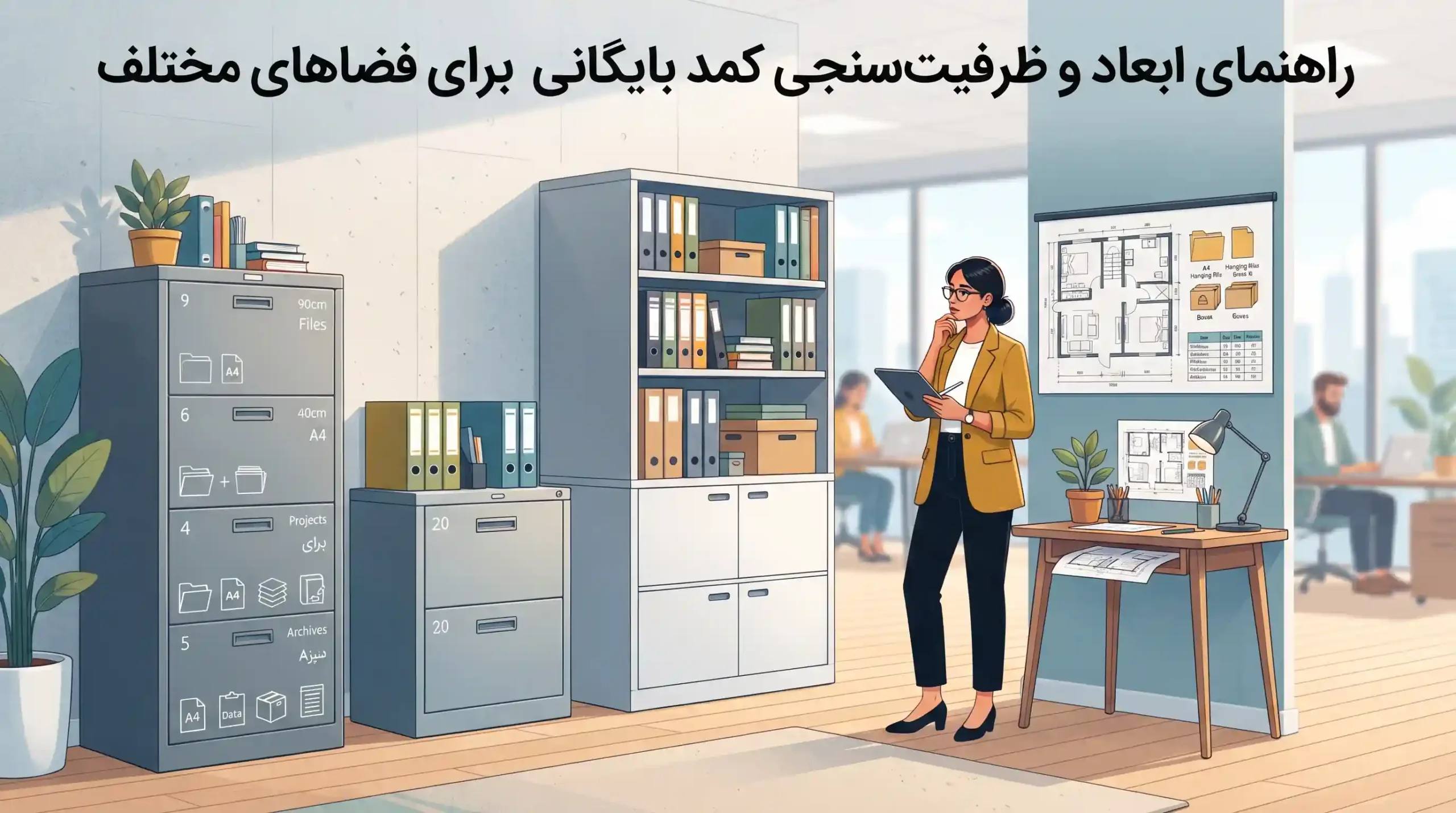 📐 راهنمای ابعاد و ظرفیت‌سنجی کمد بایگانی فلزی برای فضاهای مختلف
