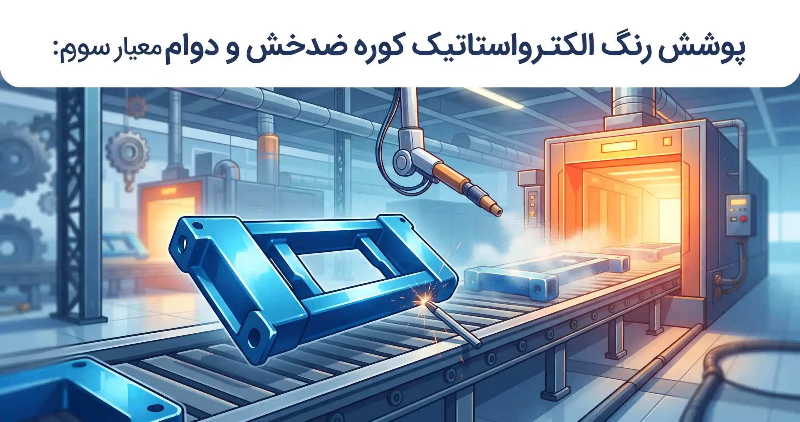 🎨 معیار سوم: پوشش رنگ الکترواستاتیک کوره ضدخش و دوام آن