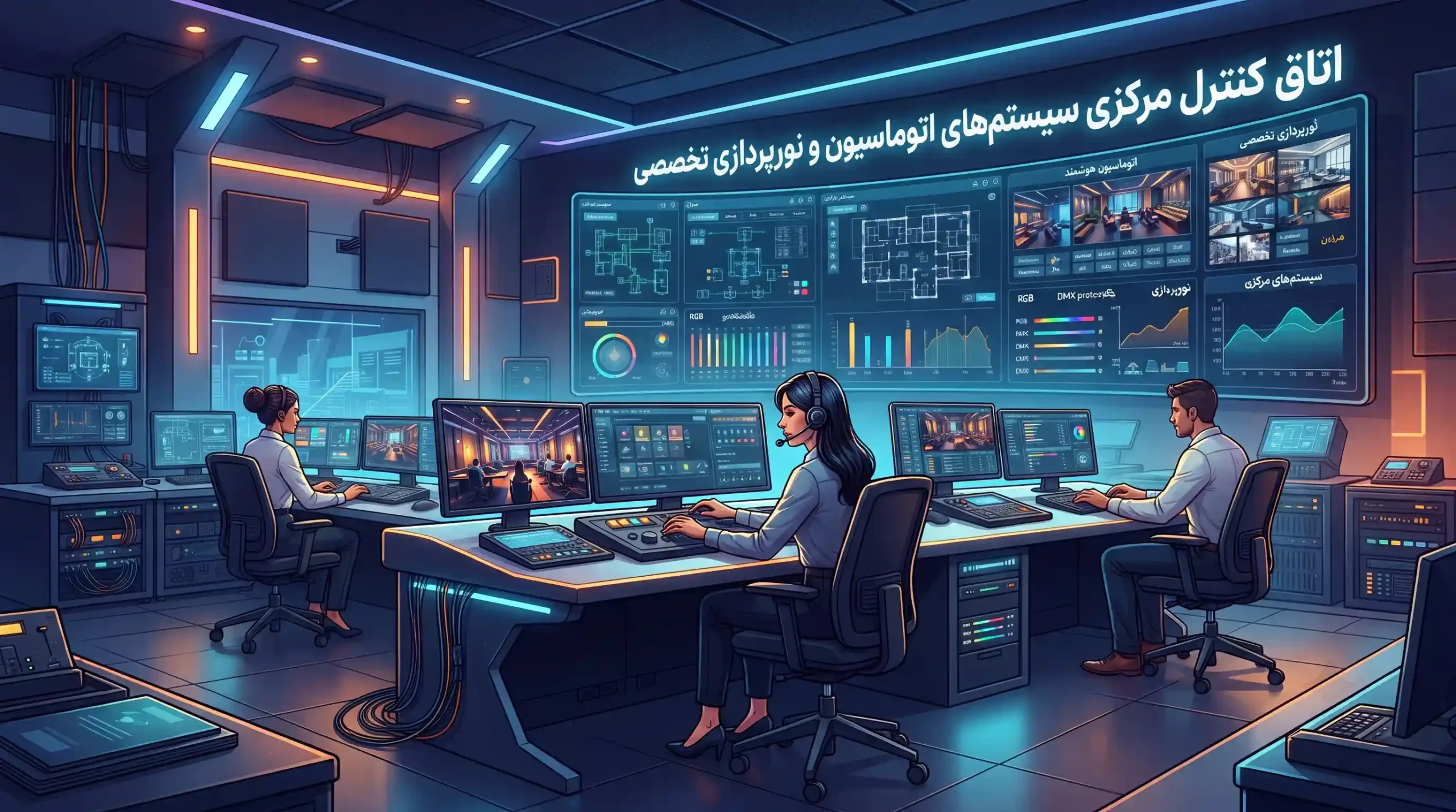 🎛️ اتاق کنترل مرکزی سیستم‌های اتوماسیون و نورپردازی تخصصی