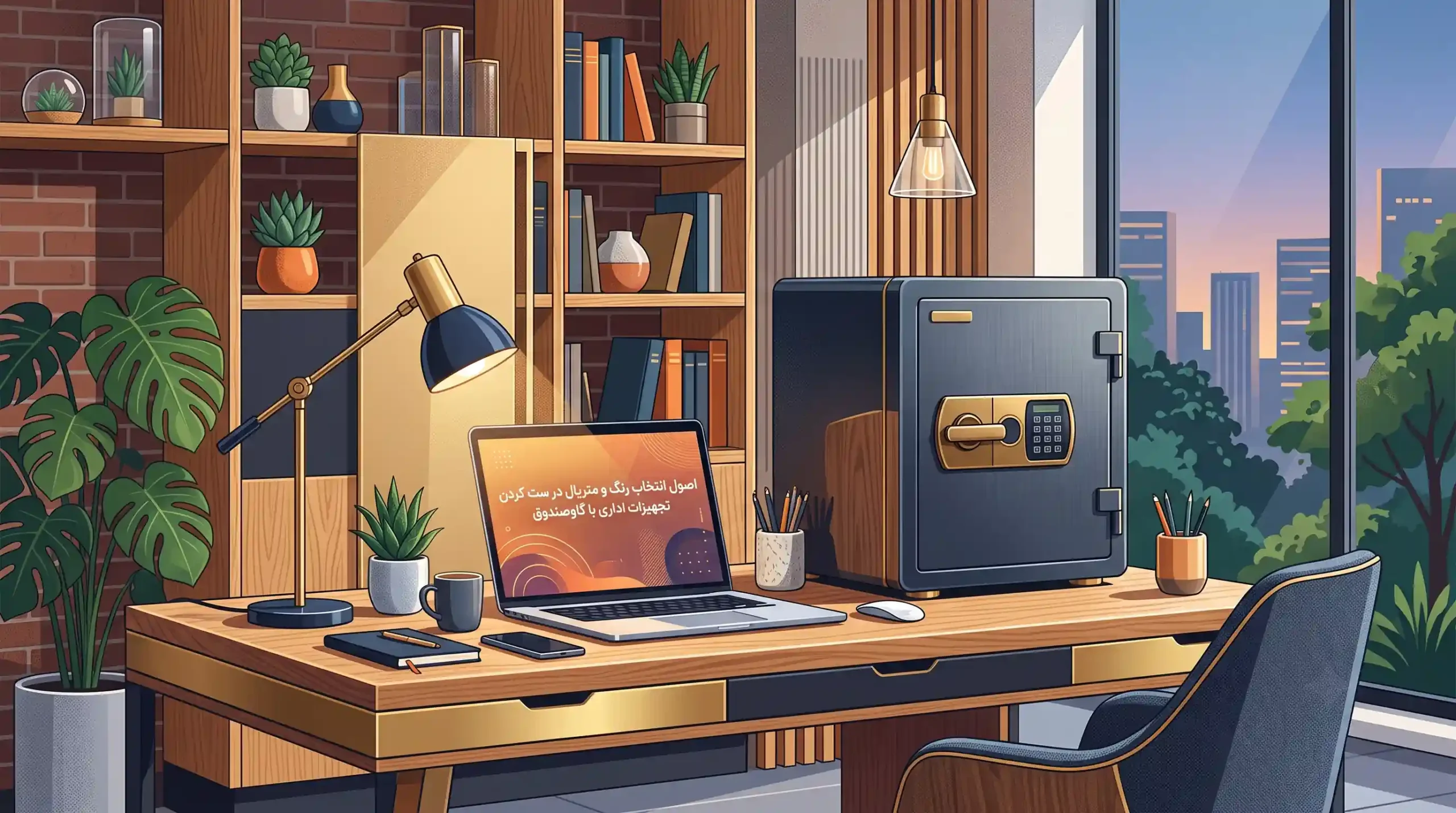 🏢 اصول انتخاب رنگ و متریال در ست کردن تجهیزات اداری با گاوصندوق