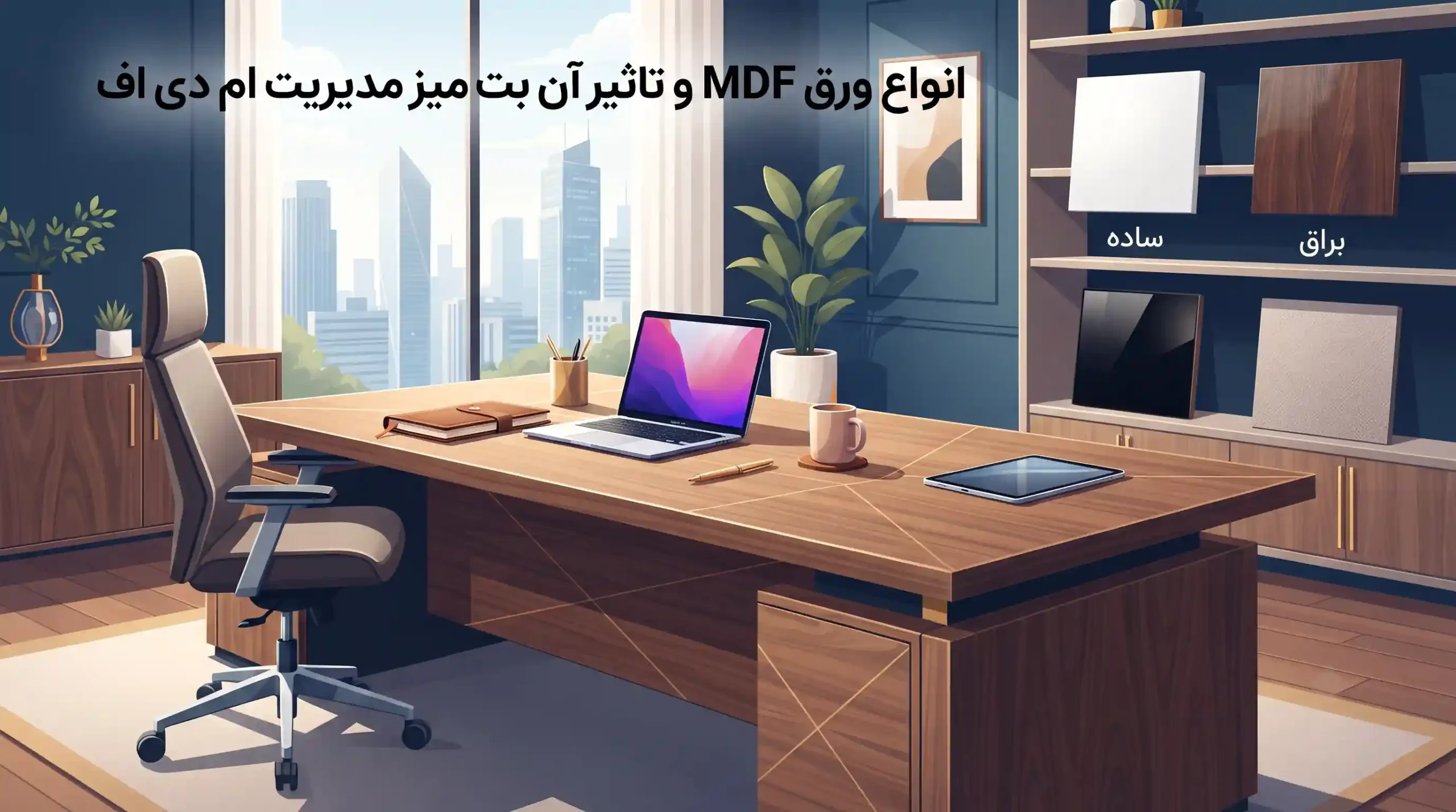 🧱 انواع ورق MDF و تاثیر آن بر قیمت میز مدیریت ام دی اف