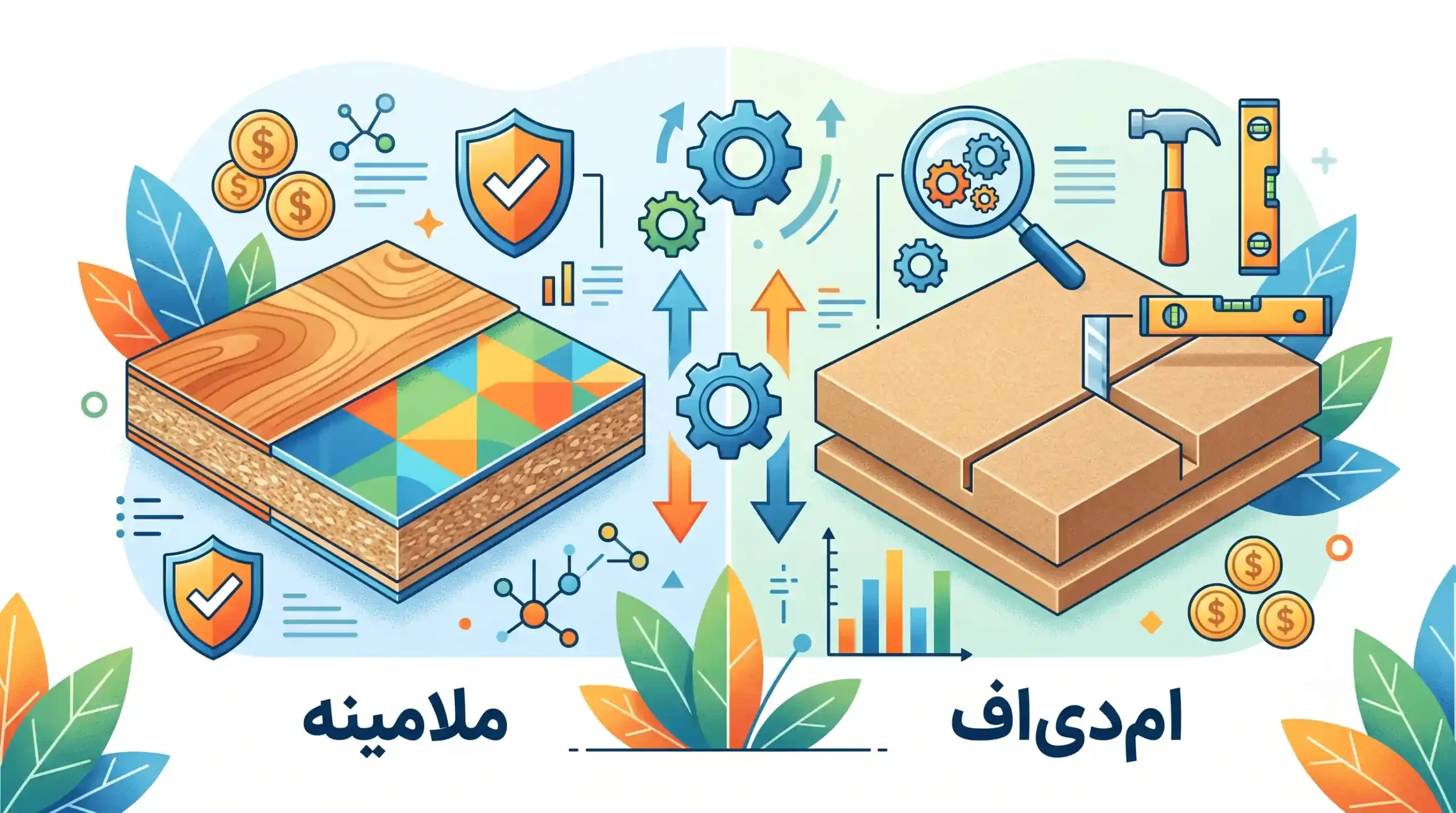 ⚖️ تفاوت‌های ساختاری، دوام و قیمت ملامینه در برابر ام‌دی‌اف