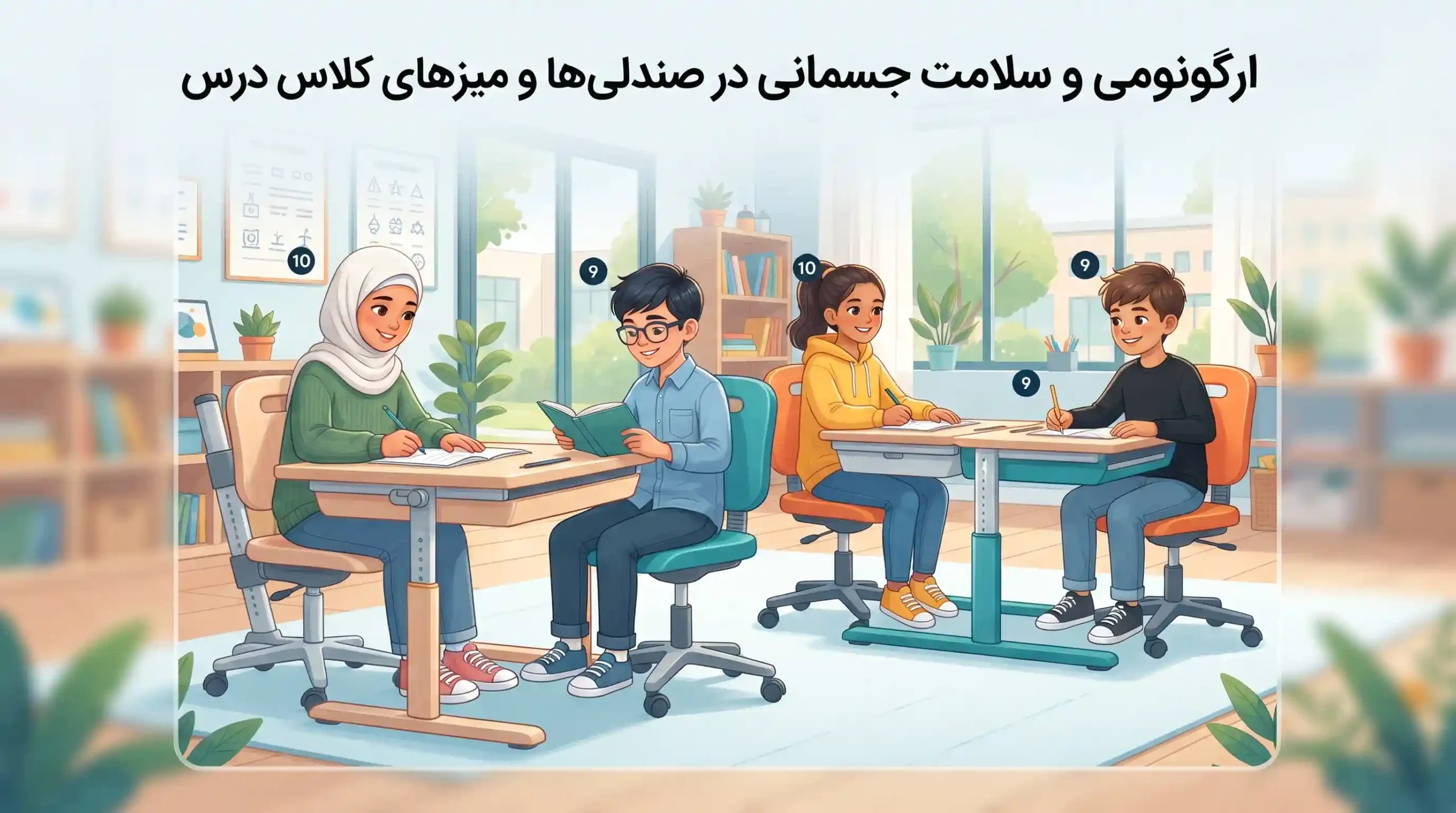 🪑 ارگونومی و سلامت جسمانی در صندلی‌ها و میزهای کلاس درس