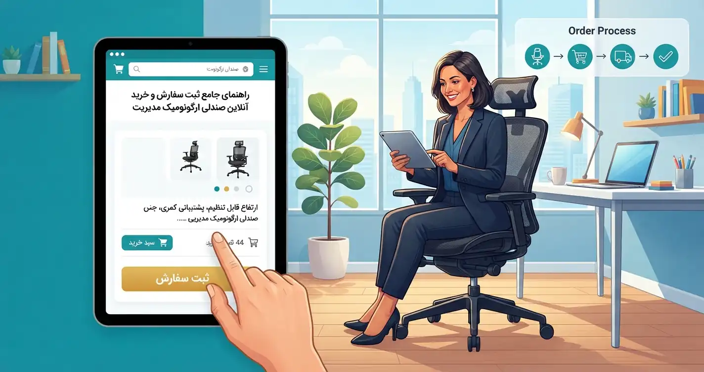 🛒 راهنمای جامع ثبت سفارش و خرید آنلاین صندلی ارگونومیک مدیریت
