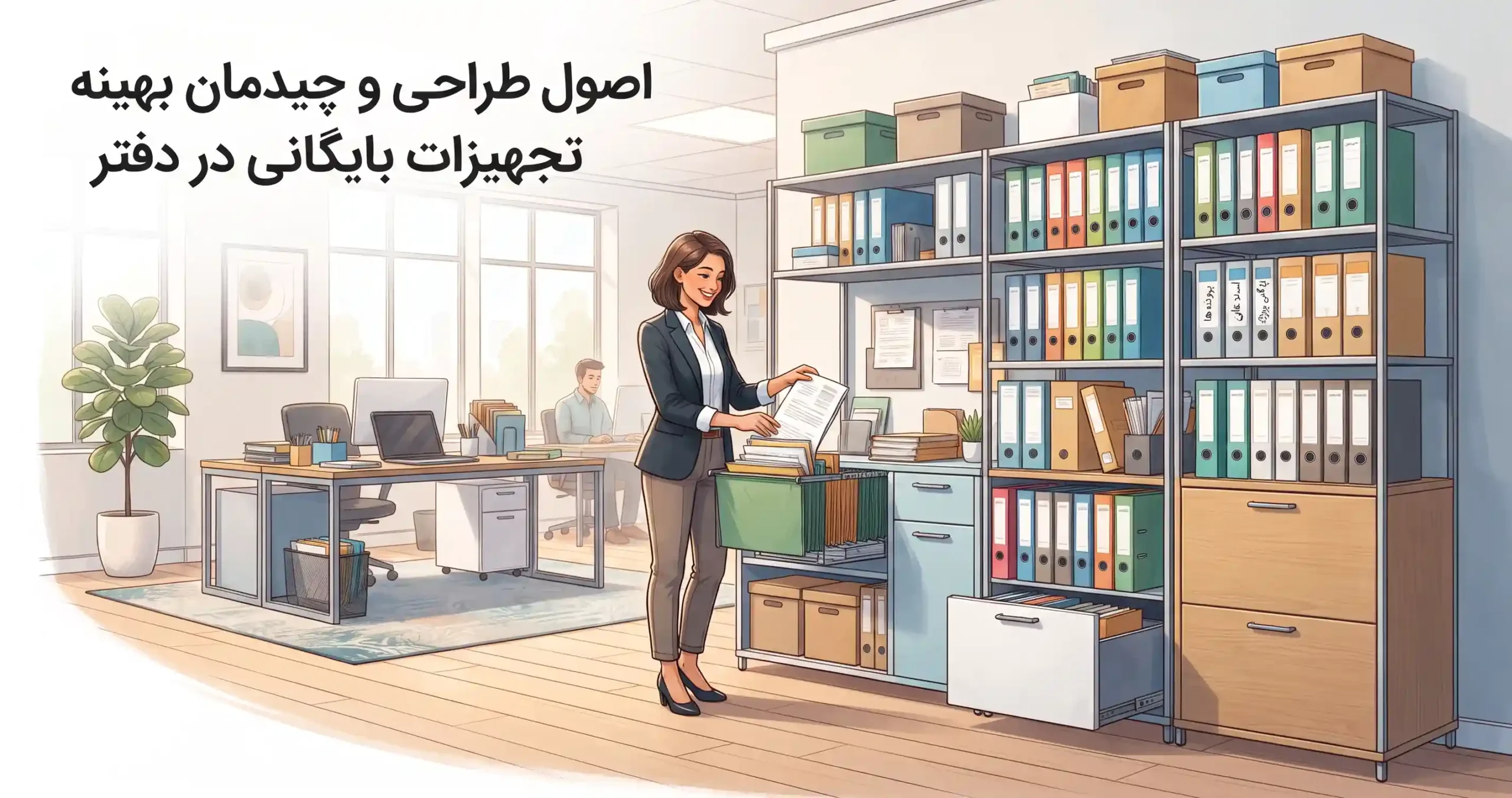📐 اصول طراحی و چیدمان بهینه تجهیزات بایگانی در دفتر