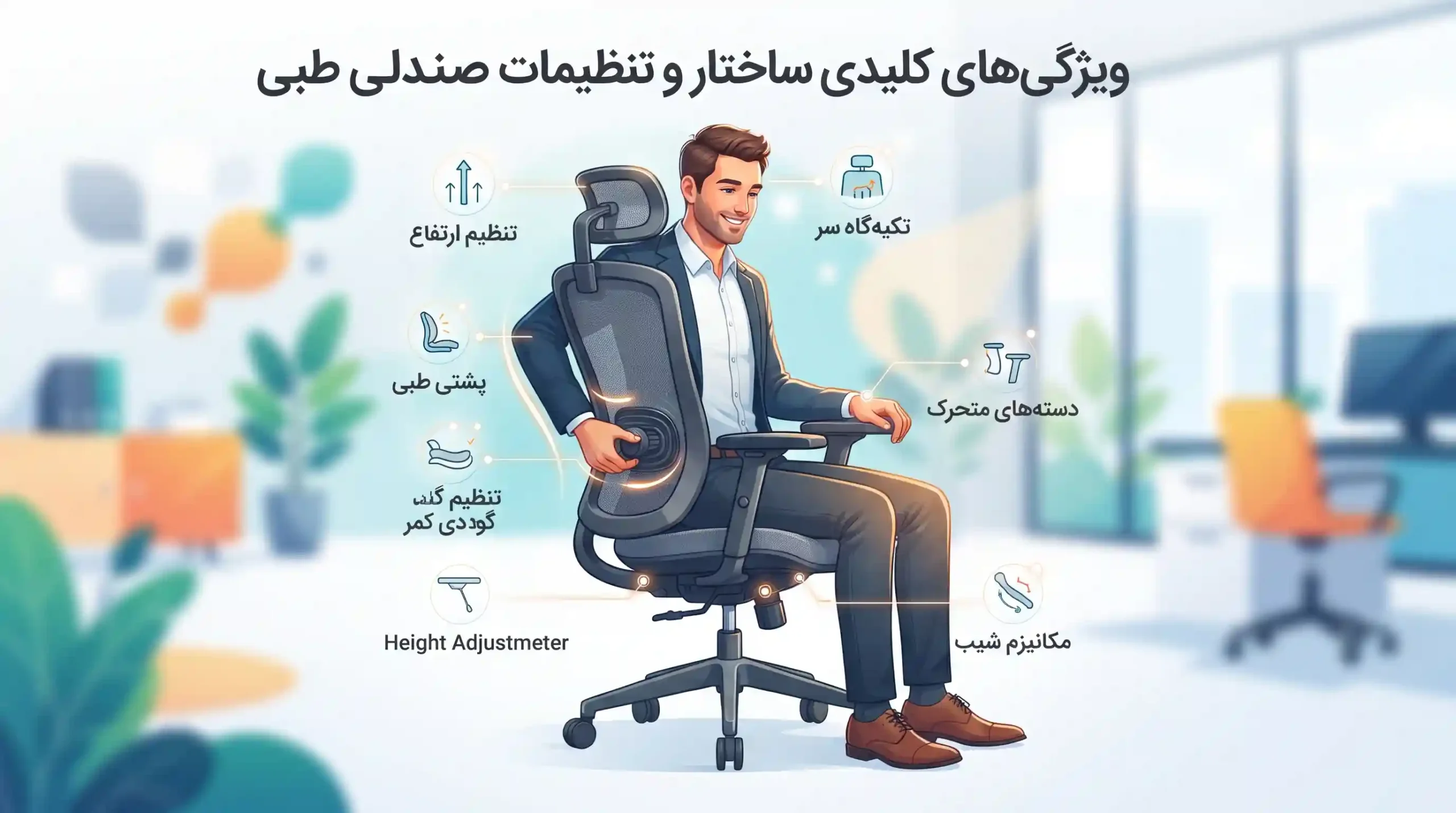📏 ویژگی‌های کلیدی ساختار و تنظیمات صندلی طبی