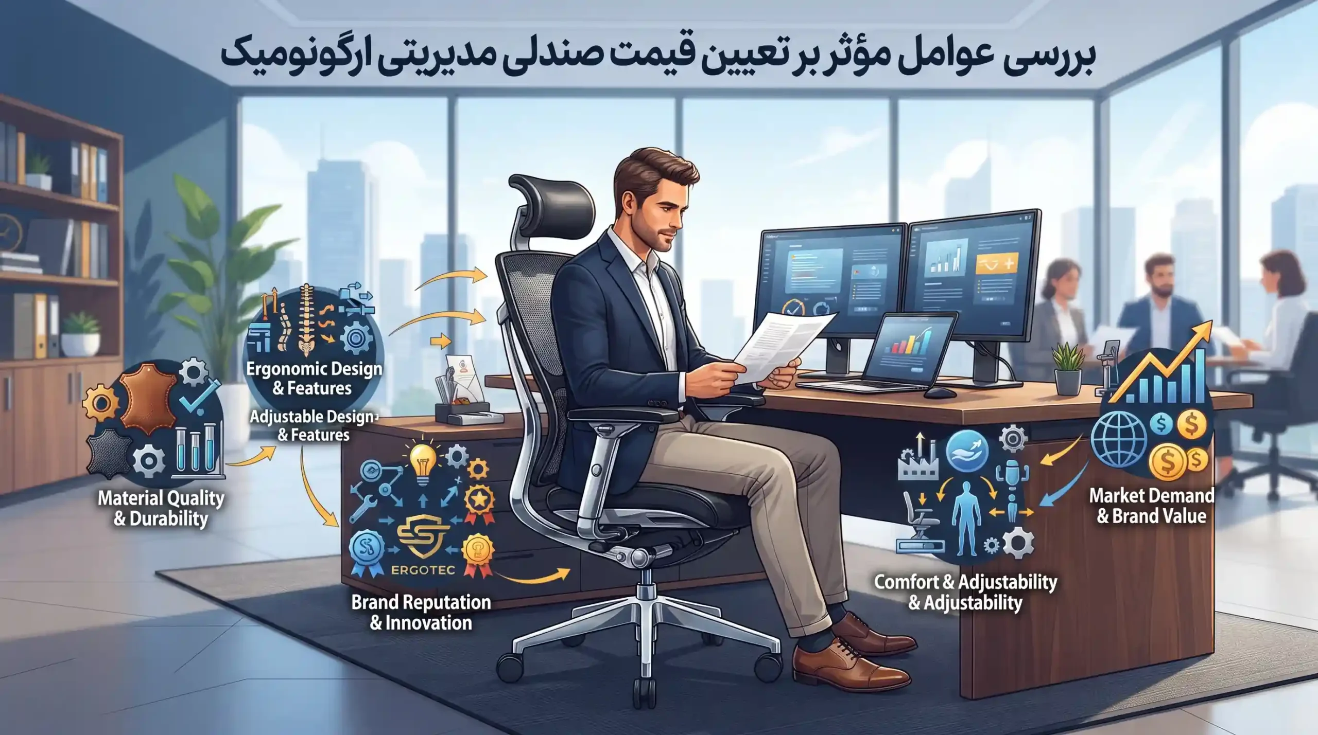 📊 بررسی عوامل مؤثر بر تعیین قیمت صندلی مدیریتی ارگونومیک