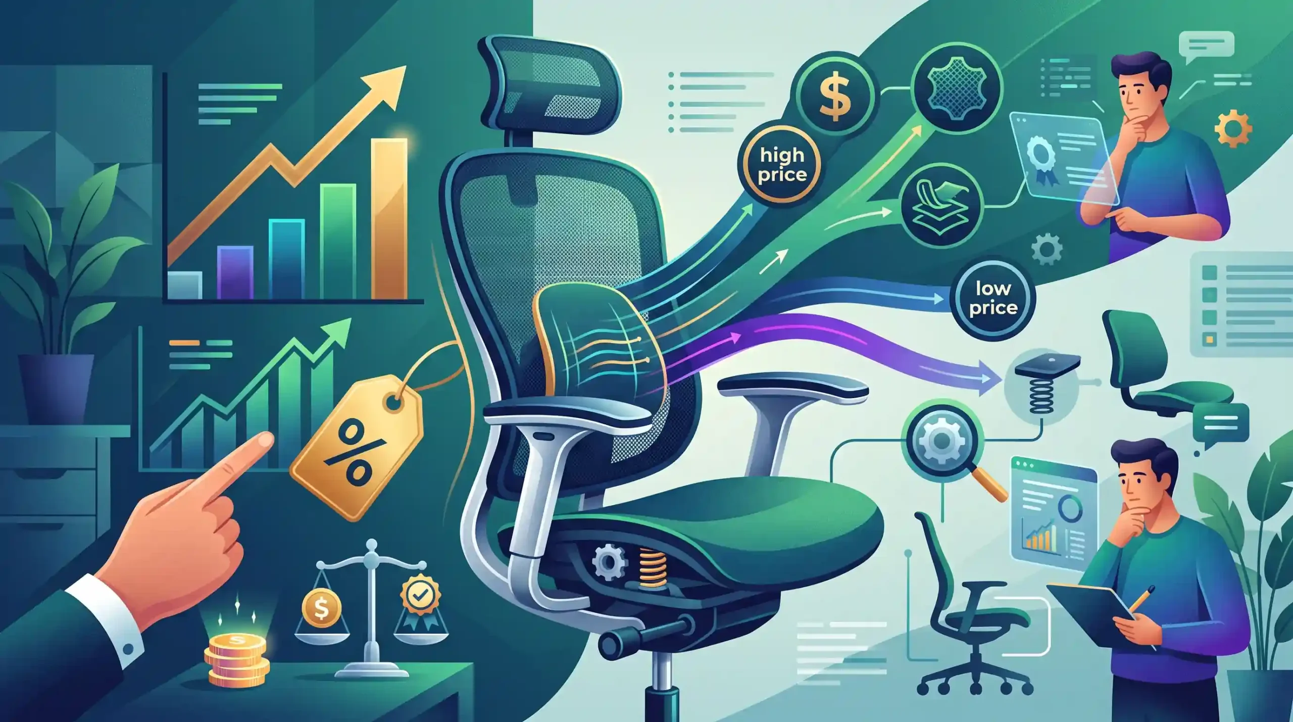 💡 راهنمای جامع تشخیص کیفیت از روی قیمت صندلی مدیریتی ارگونومیک
